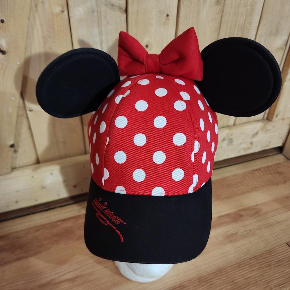 Disney Park Minnie Mouse Polka Dot Ears Bow Youth Snapback Hat Walt Disney World